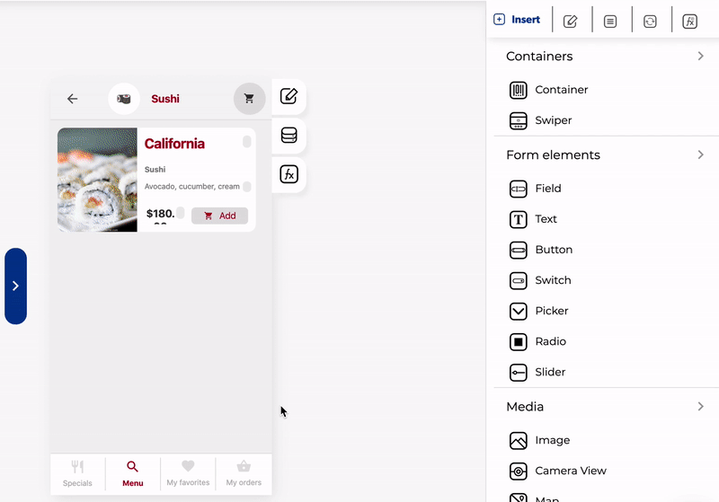 Add controls in a sidebar