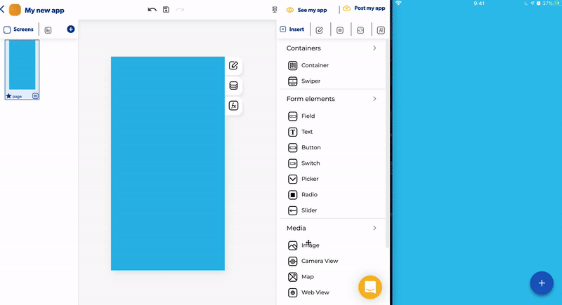 App preview in real time