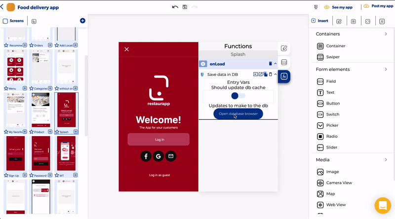 Open the database from a function